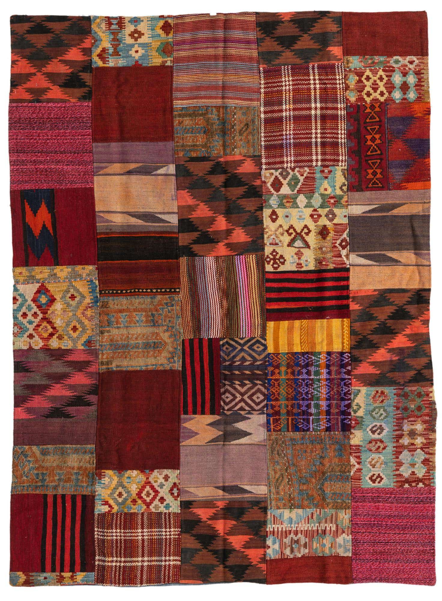 5' x 6' 7 Hand Woven Kilim Patchwork Wool Rug