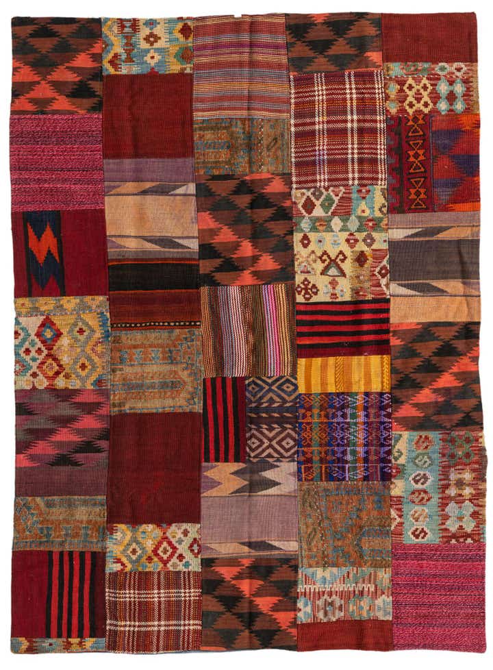 5' x 6' 7 Hand Woven Kilim Patchwork Wool Rug