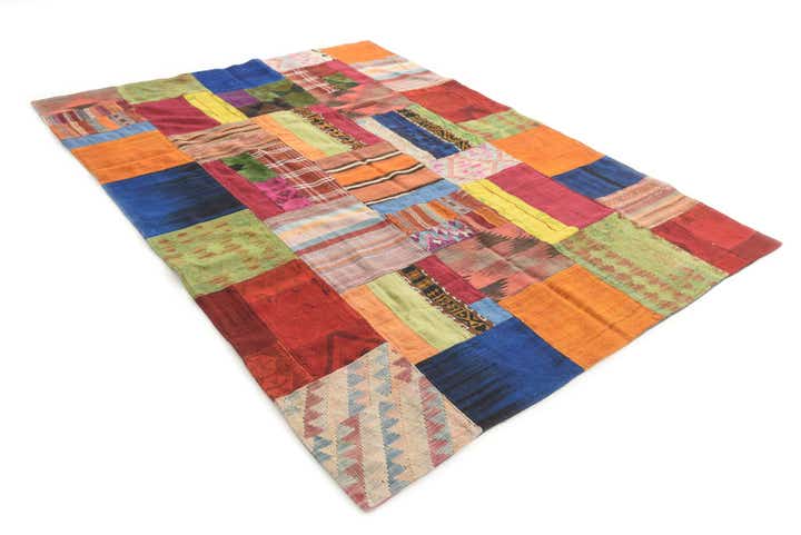 5' 8 x 7' 8 Hand Woven Kilim Patchwork Wool Rug