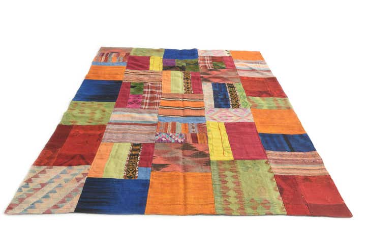 5' 8 x 7' 8 Hand Woven Kilim Patchwork Wool Rug