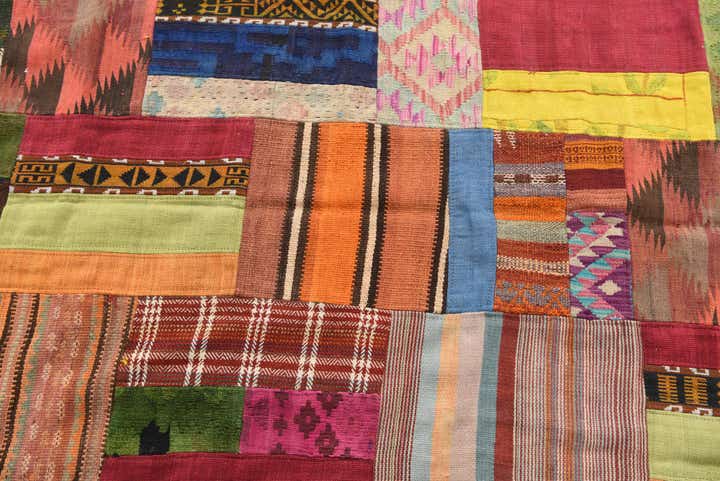 5' 8 x 7' 8 Hand Woven Kilim Patchwork Wool Rug
