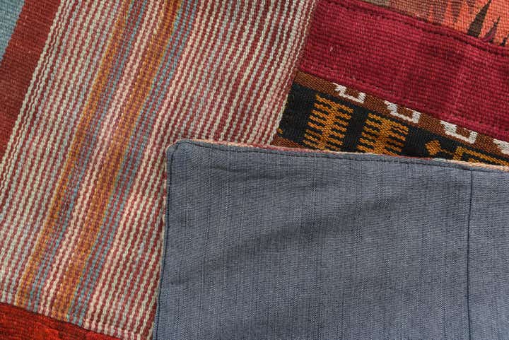 5' 8 x 7' 8 Hand Woven Kilim Patchwork Wool Rug
