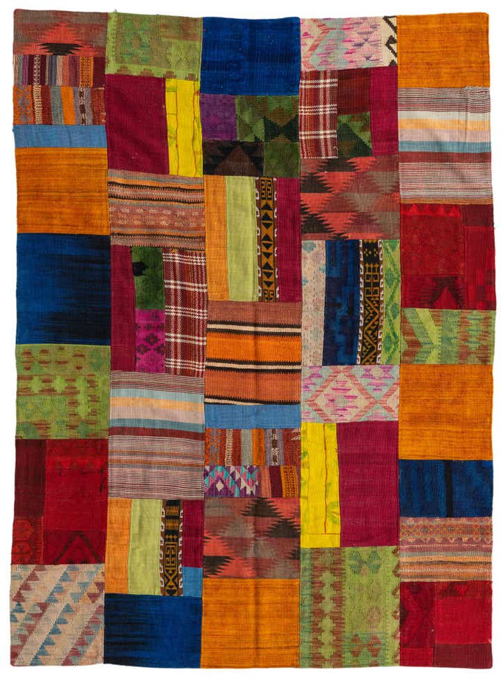 5' 8 x 7' 8 Hand Woven Kilim Patchwork Wool Rug