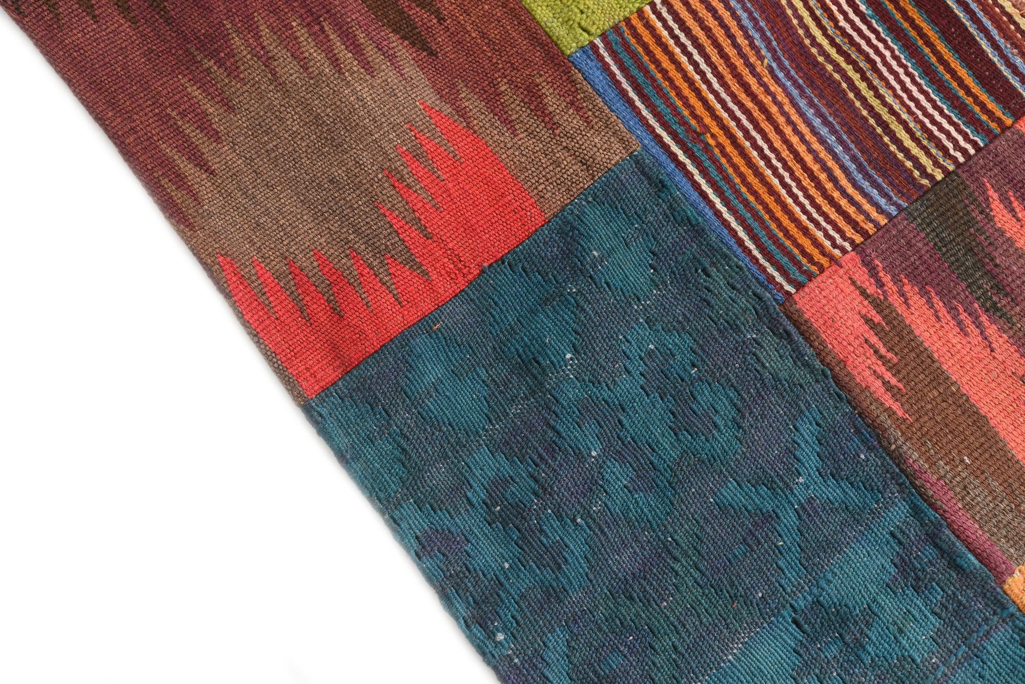 4' 1 x 5' 9 Hand Woven Kilim Patchwork Wool Rug
