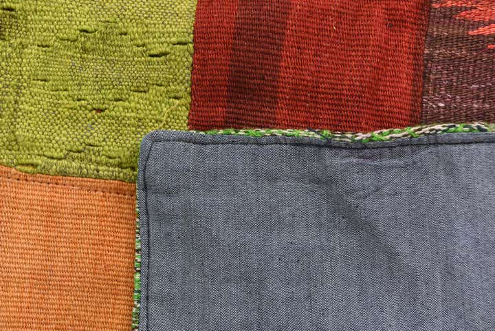 4' 1 x 5' 9 Hand Woven Kilim Patchwork Wool Rug