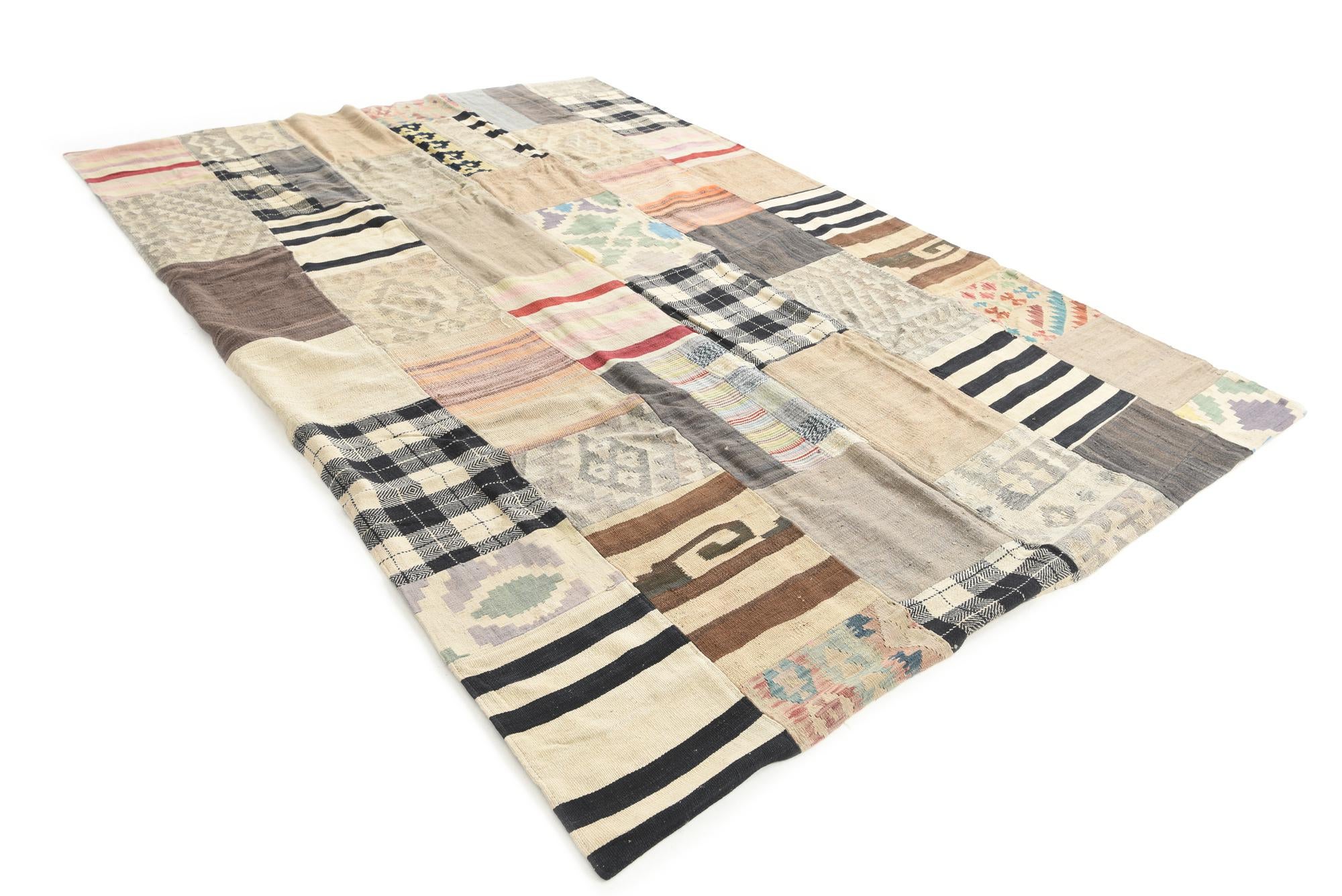 6' 7 x 9' 7 Hand Woven Kilim Patchwork Wool Rug