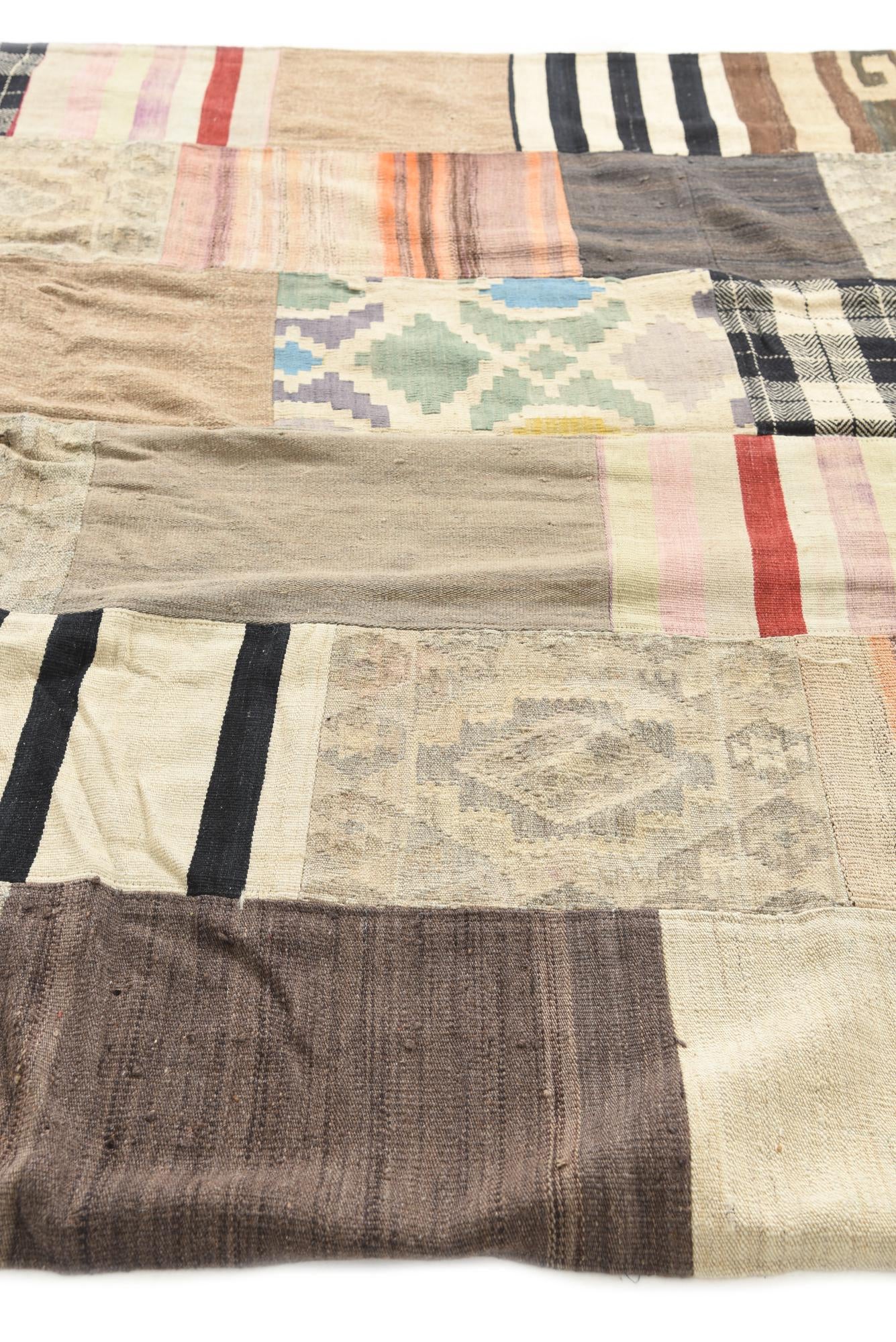 6' 7 x 9' 7 Hand Woven Kilim Patchwork Wool Rug