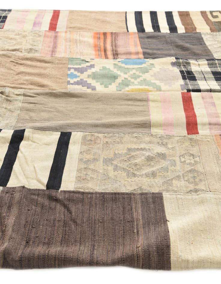 Detail image of 6' 7 x 9' 7  Hand Woven Kilim Patchwork Wool Rug
