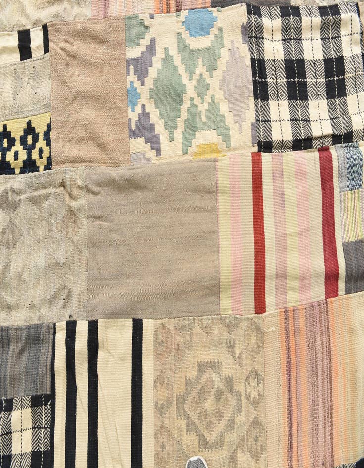 Detail image of 6' 7 x 9' 7  Hand Woven Kilim Patchwork Wool Rug