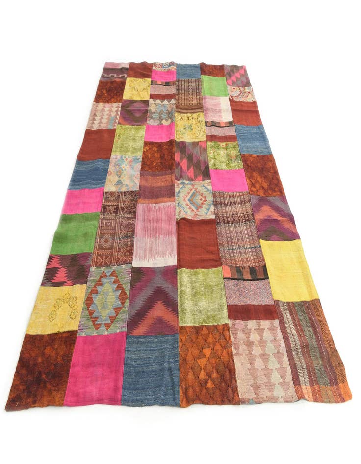 Detail image of 6' 6 x 9' 10 Hand Woven Kilim Patchwork Wool Rug