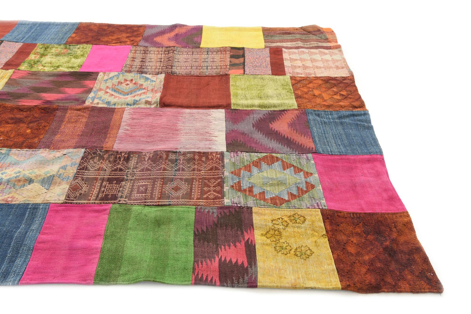 6' 6 x 9' 10 Hand Woven Kilim Patchwork Wool Rug