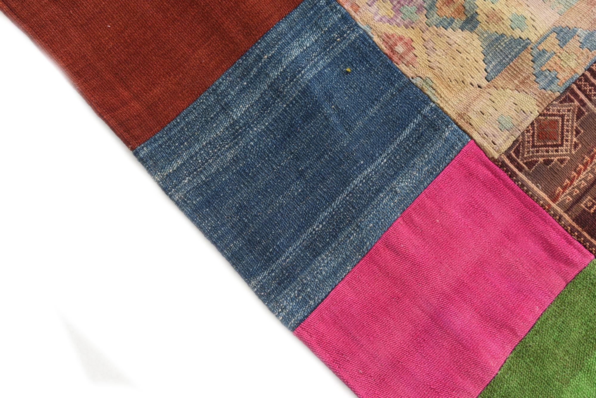 6' 6 x 9' 10 Hand Woven Kilim Patchwork Wool Rug