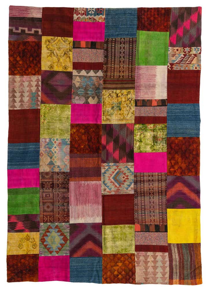 6' 6 x 9' 10 Hand Woven Kilim Patchwork Wool Rug