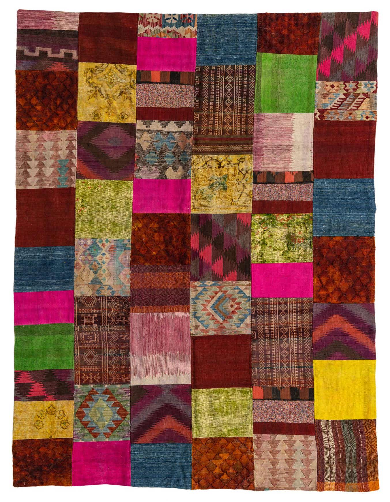 6' 6 x 9' 10 Hand Woven Kilim Patchwork Wool Rug