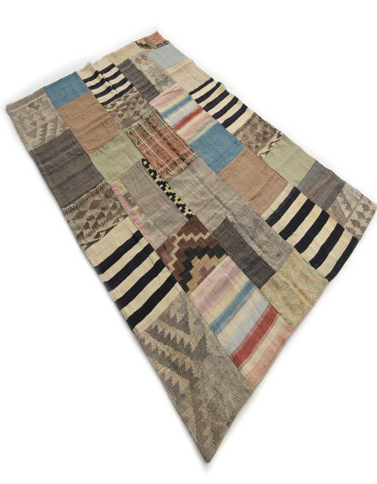 Detail image of 5' 3 x 7' 10  Hand Woven Kilim Patchwork Wool Rug