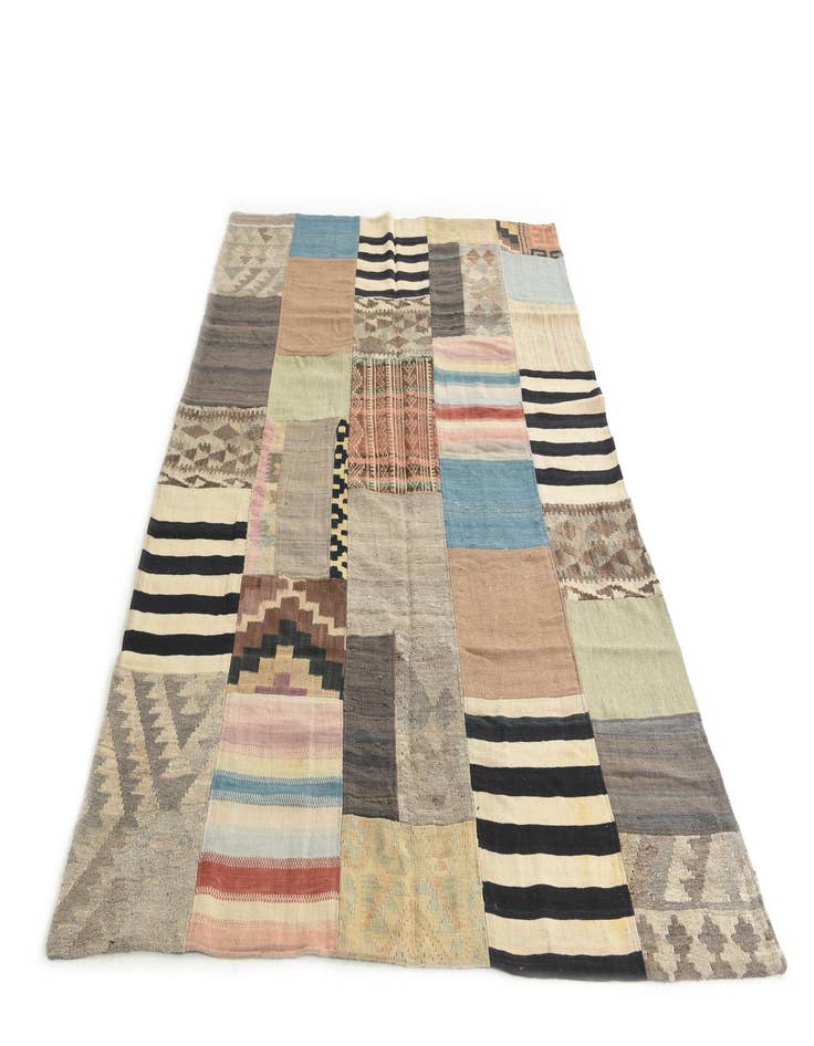 Detail image of 5' 3 x 7' 10  Hand Woven Kilim Patchwork Wool Rug