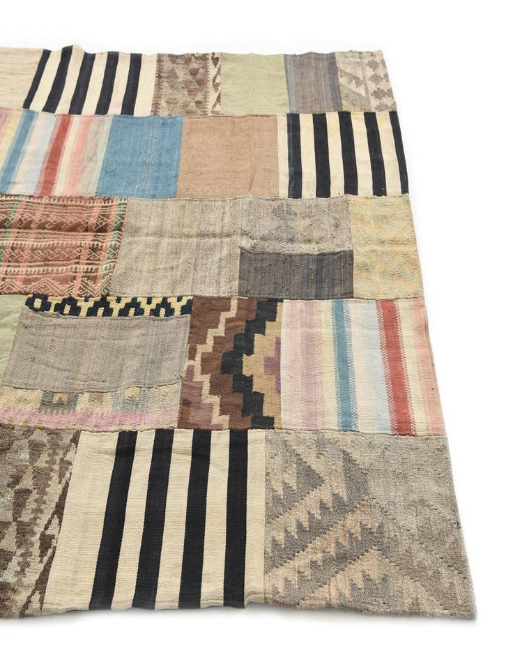 Detail image of 5' 3 x 7' 10  Hand Woven Kilim Patchwork Wool Rug