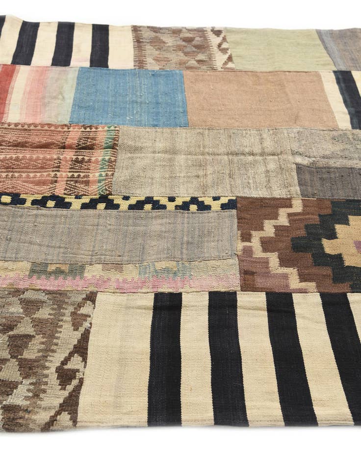 Detail image of 5' 3 x 7' 10  Hand Woven Kilim Patchwork Wool Rug
