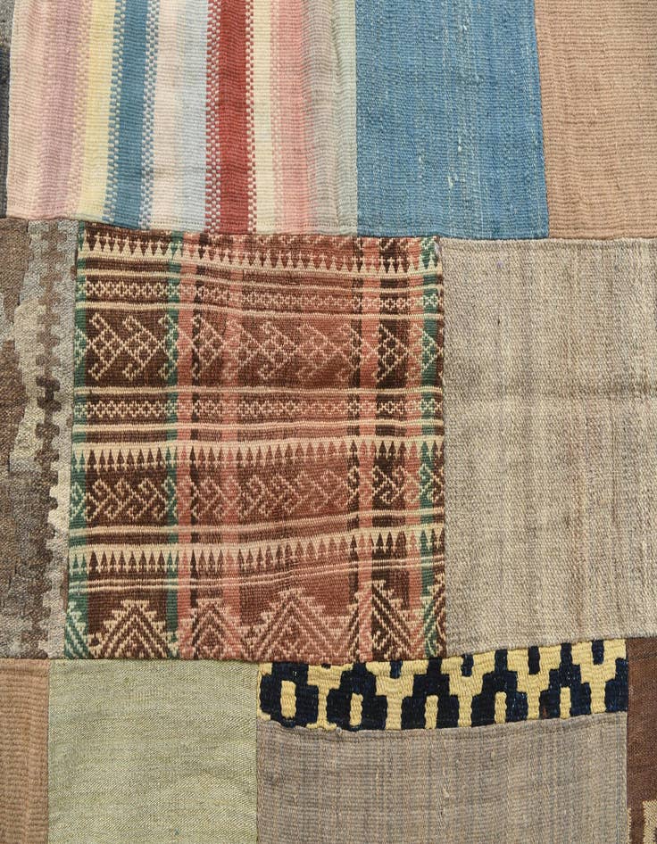 Detail image of 5' 3 x 7' 10  Hand Woven Kilim Patchwork Wool Rug