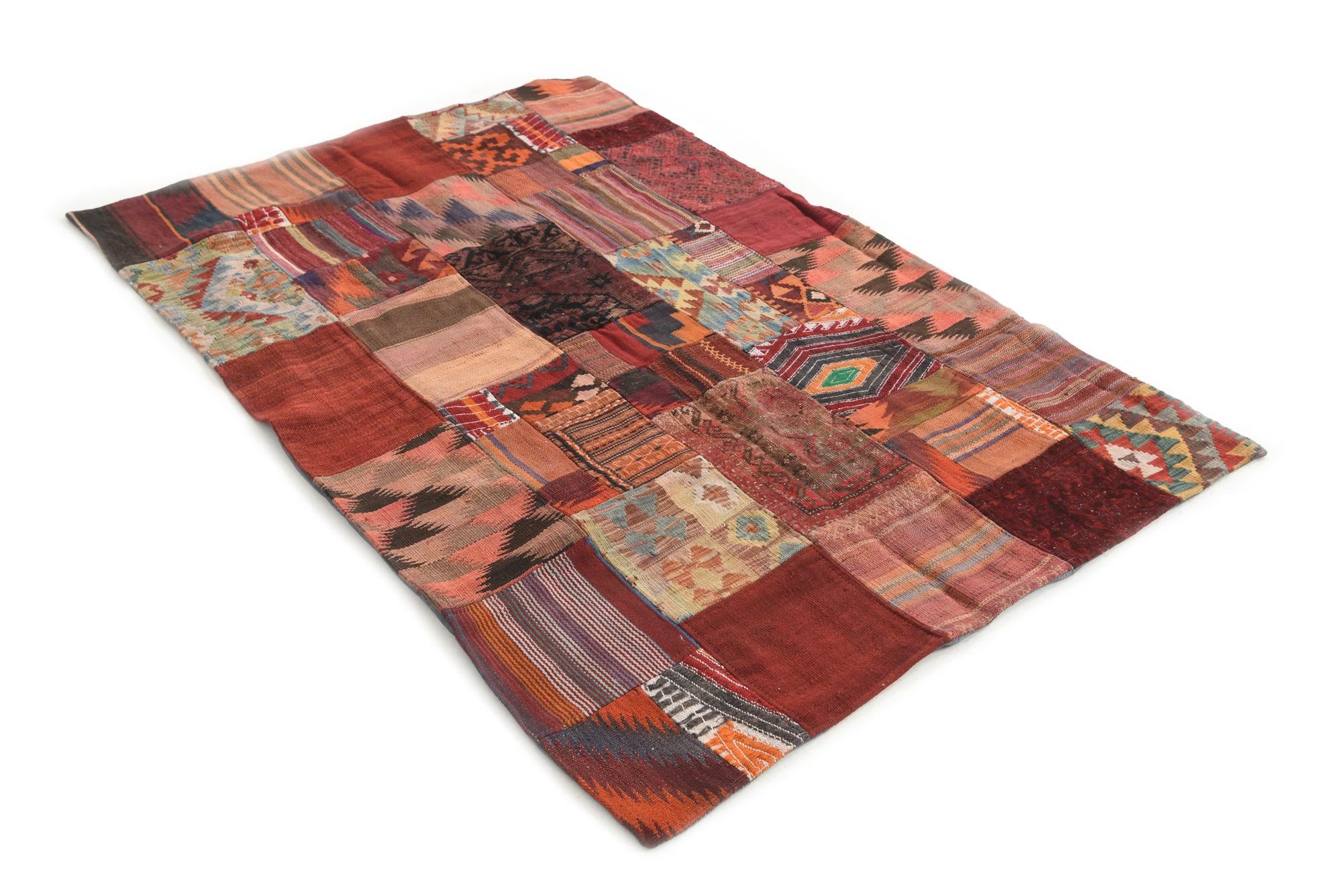 4' x 6' Hand Woven Kilim Patchwork Wool Rug