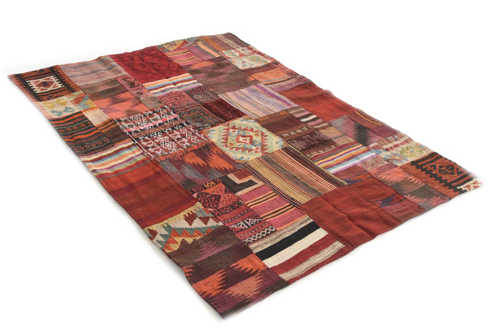 4' 2 x 5' 10 Hand Woven Kilim Patchwork Wool Rug