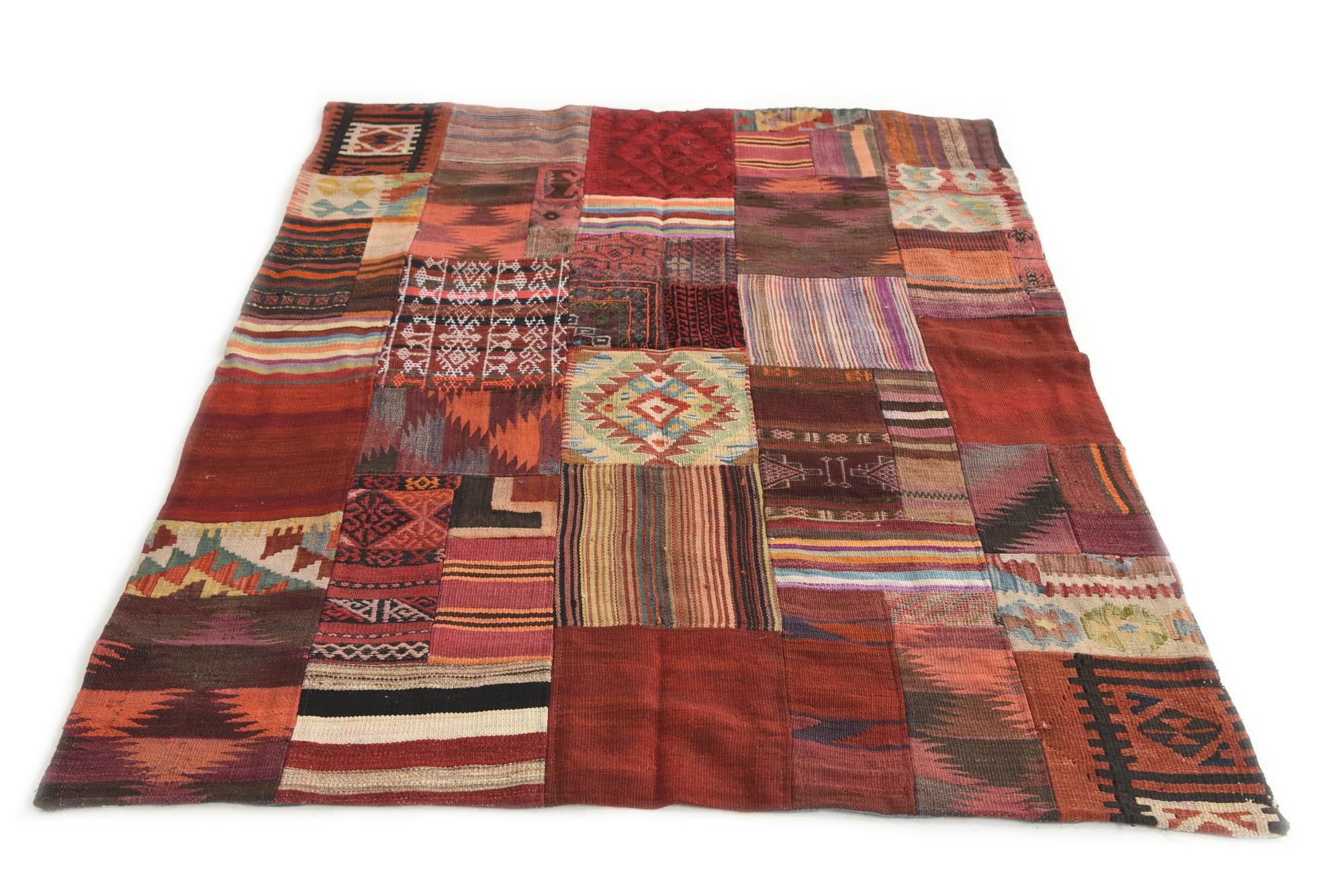 4' 2 x 5' 10 Hand Woven Kilim Patchwork Wool Rug