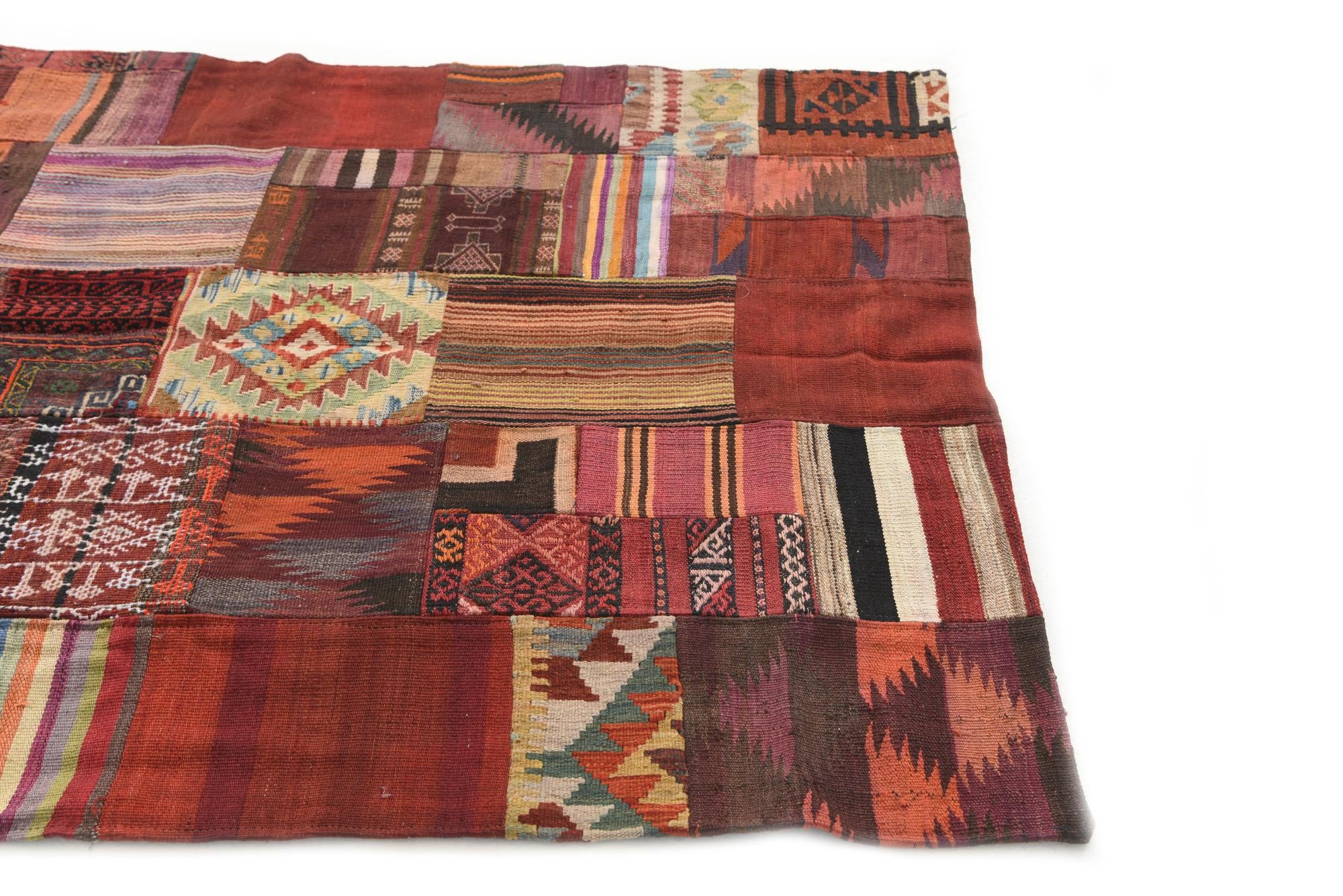 4' 2 x 5' 10 Hand Woven Kilim Patchwork Wool Rug