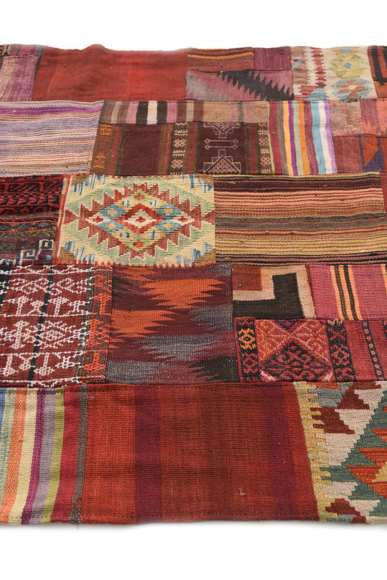 4' 2 x 5' 10 Hand Woven Kilim Patchwork Wool Rug