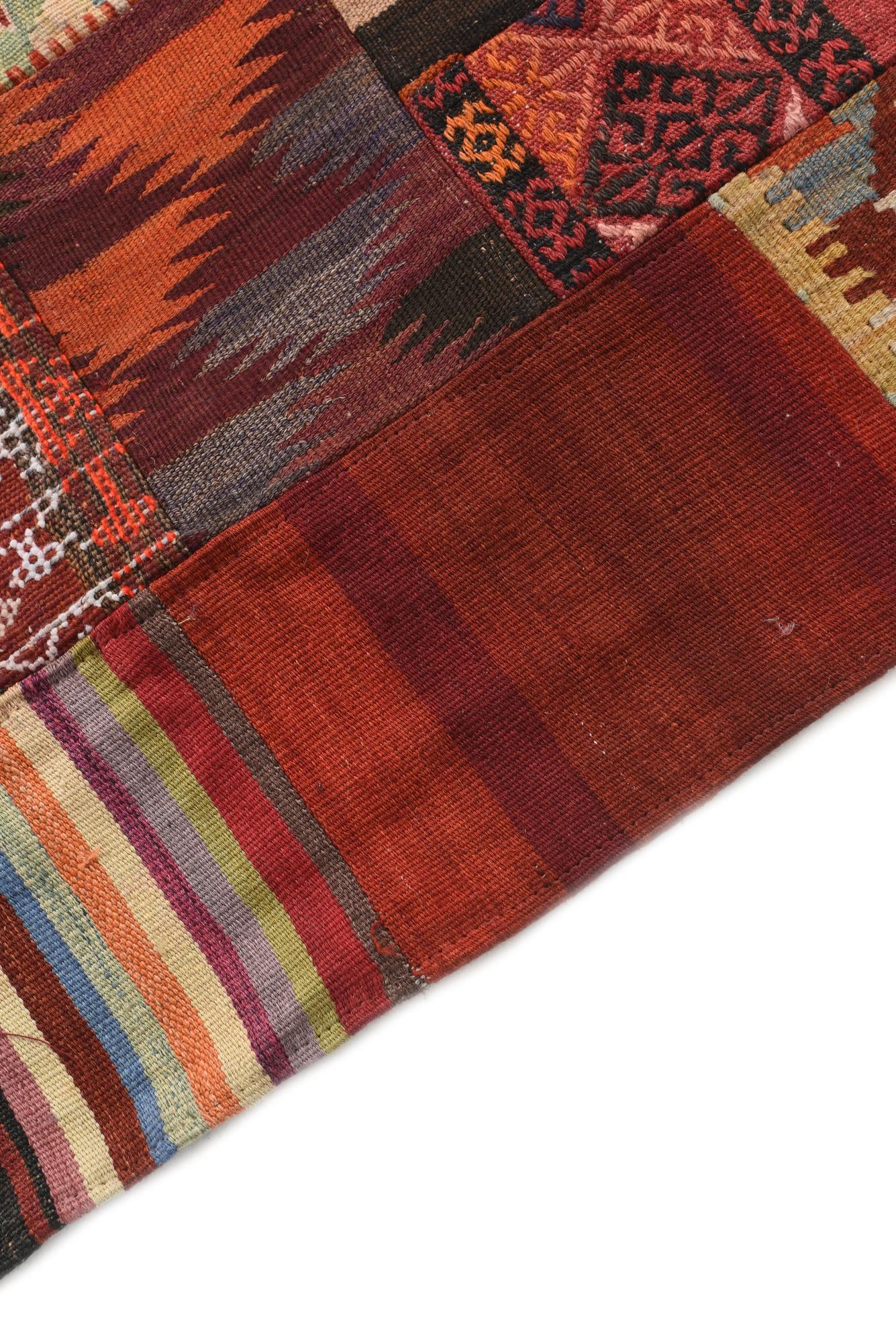 4' 2 x 5' 10 Hand Woven Kilim Patchwork Wool Rug