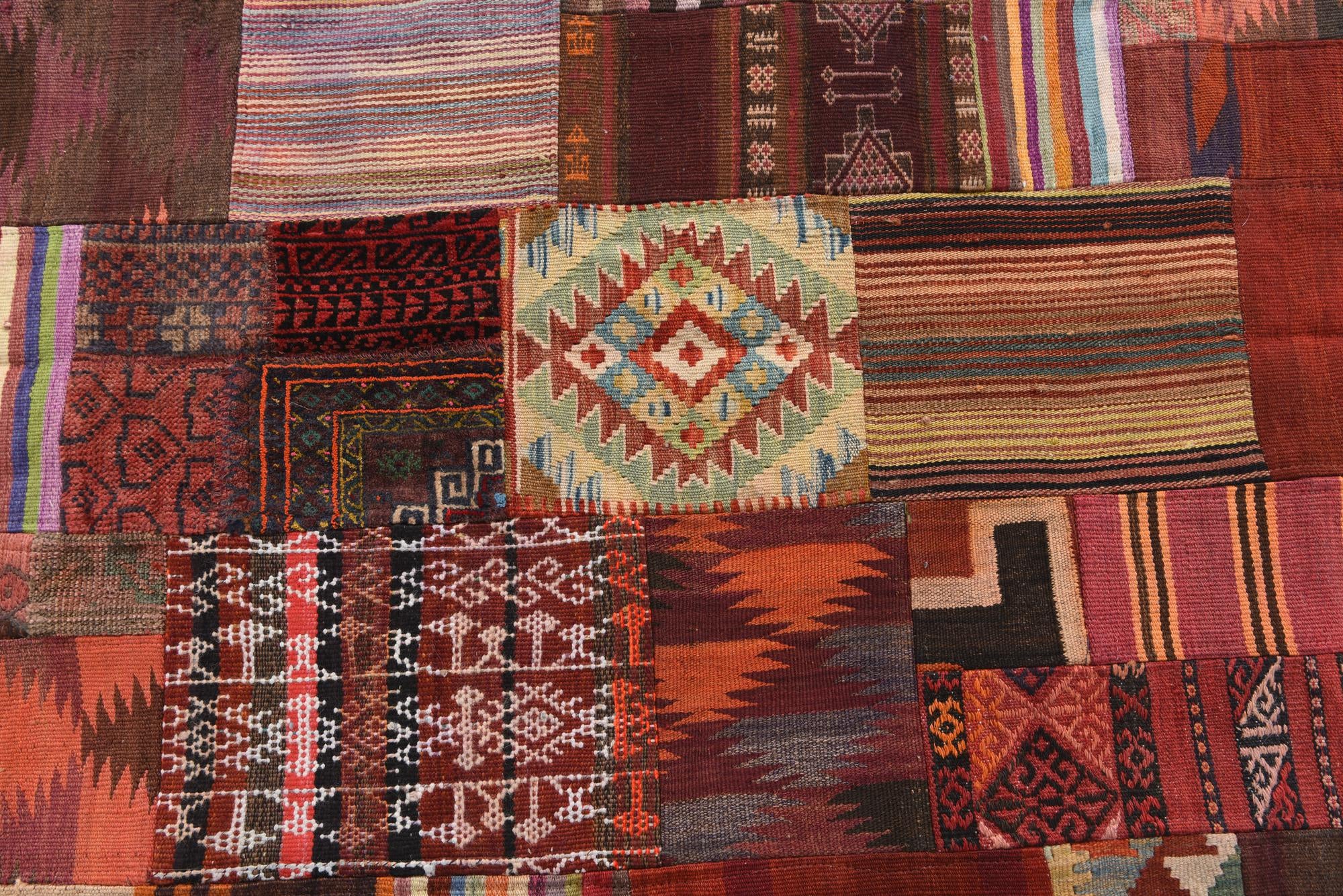 4' 2 x 5' 10 Hand Woven Kilim Patchwork Wool Rug