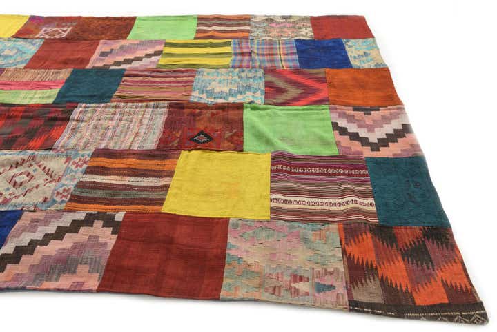 6' 7 x 9' 10 Hand Woven Kilim Patchwork Wool Rug