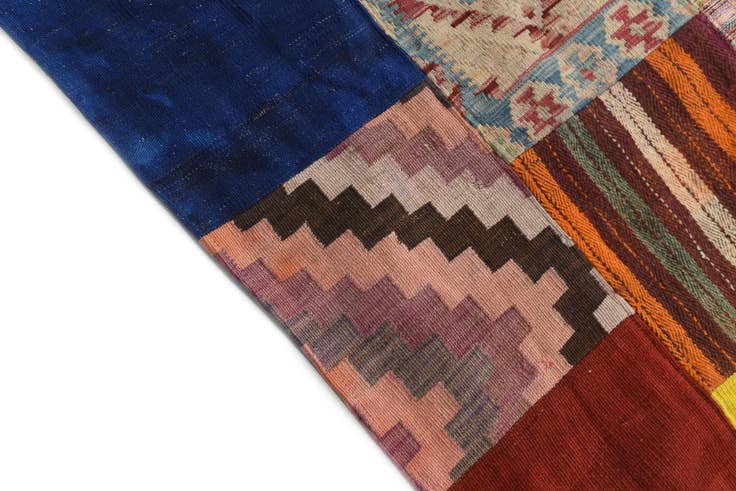 Detail image of 6' 7 x 9' 10 Hand Woven Kilim Patchwork Wool Rug