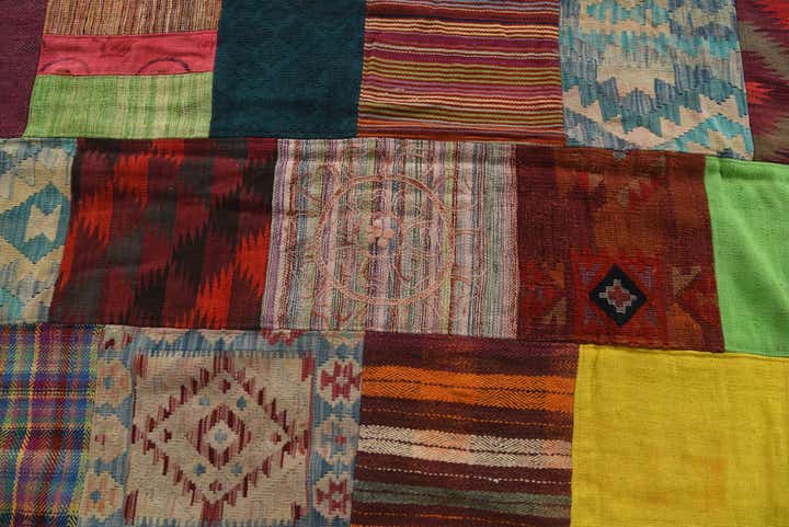 6' 7 x 9' 10 Hand Woven Kilim Patchwork Wool Rug