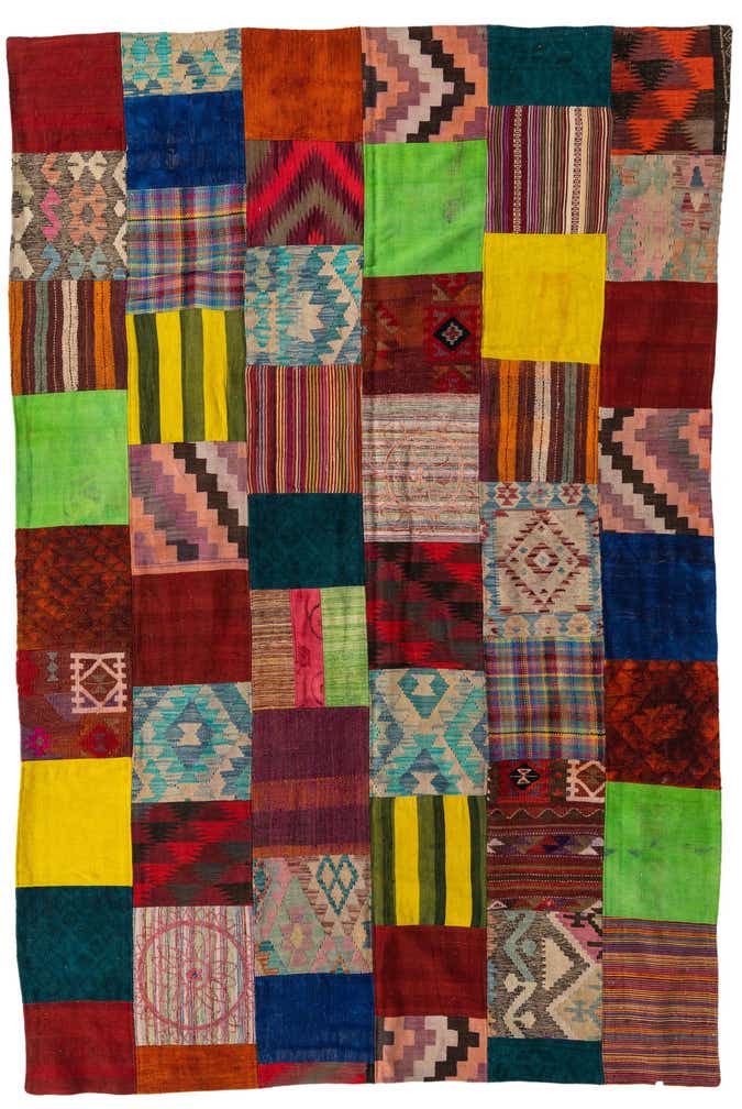 6' 7 x 9' 10 Hand Woven Kilim Patchwork Wool Rug