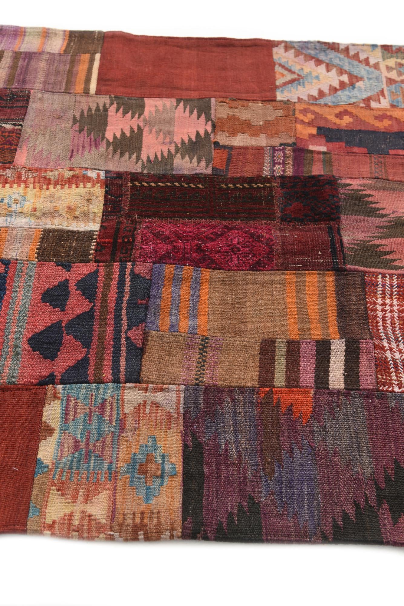 4' x 6' Hand Woven Kilim Patchwork Wool Rug