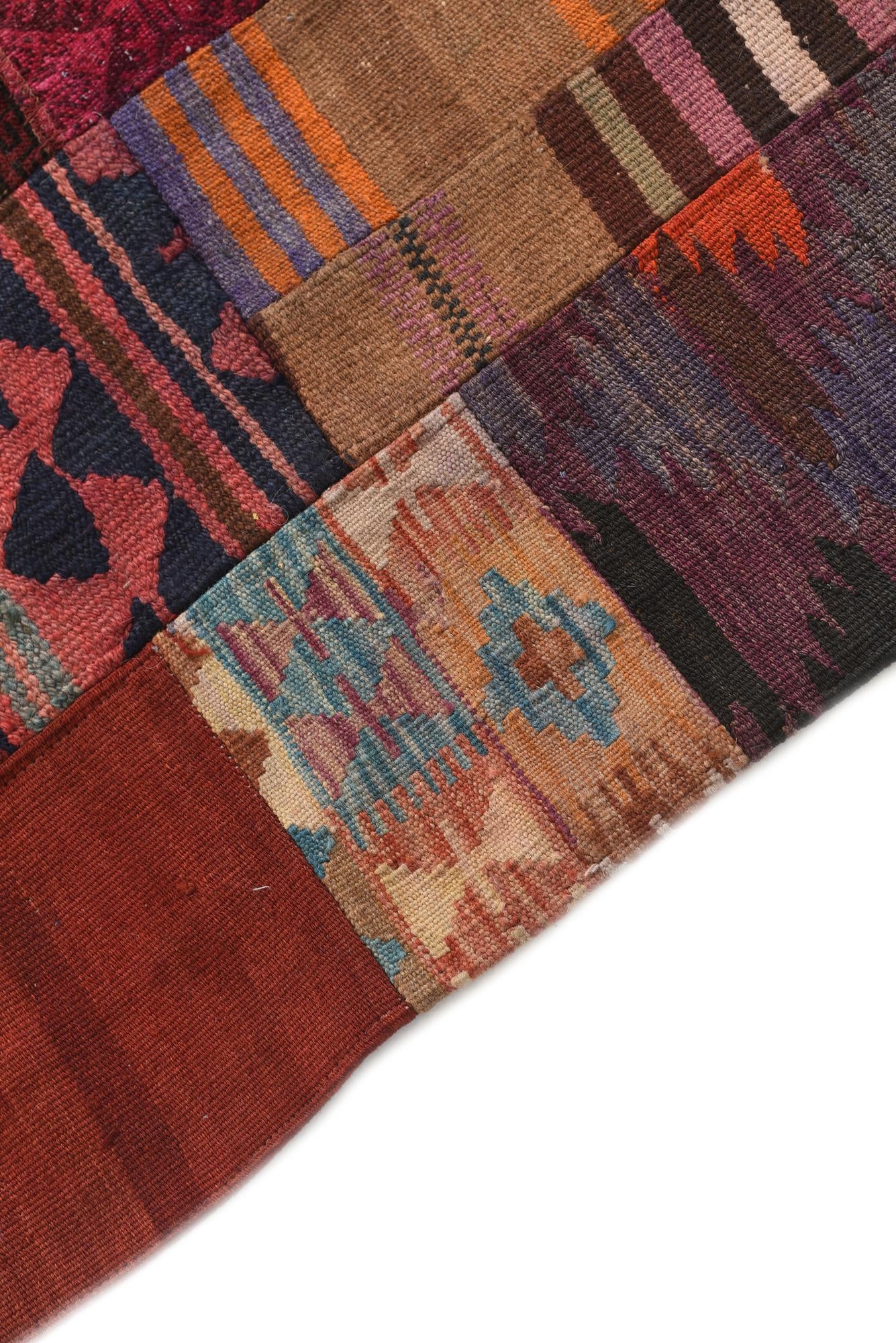 4' x 6' Hand Woven Kilim Patchwork Wool Rug