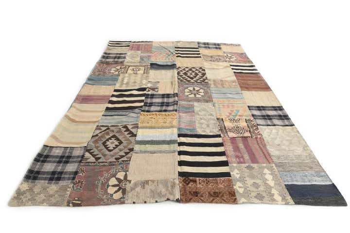 6' 6 x 9' 10 Hand Woven Kilim Patchwork Wool Rug