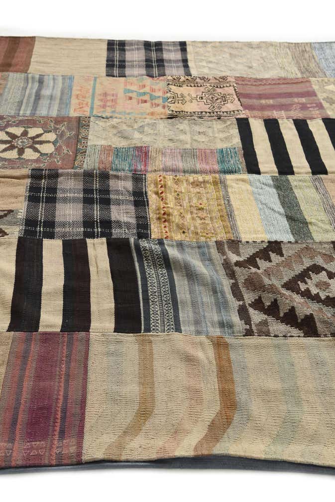 6' 6 x 9' 10 Hand Woven Kilim Patchwork Wool Rug