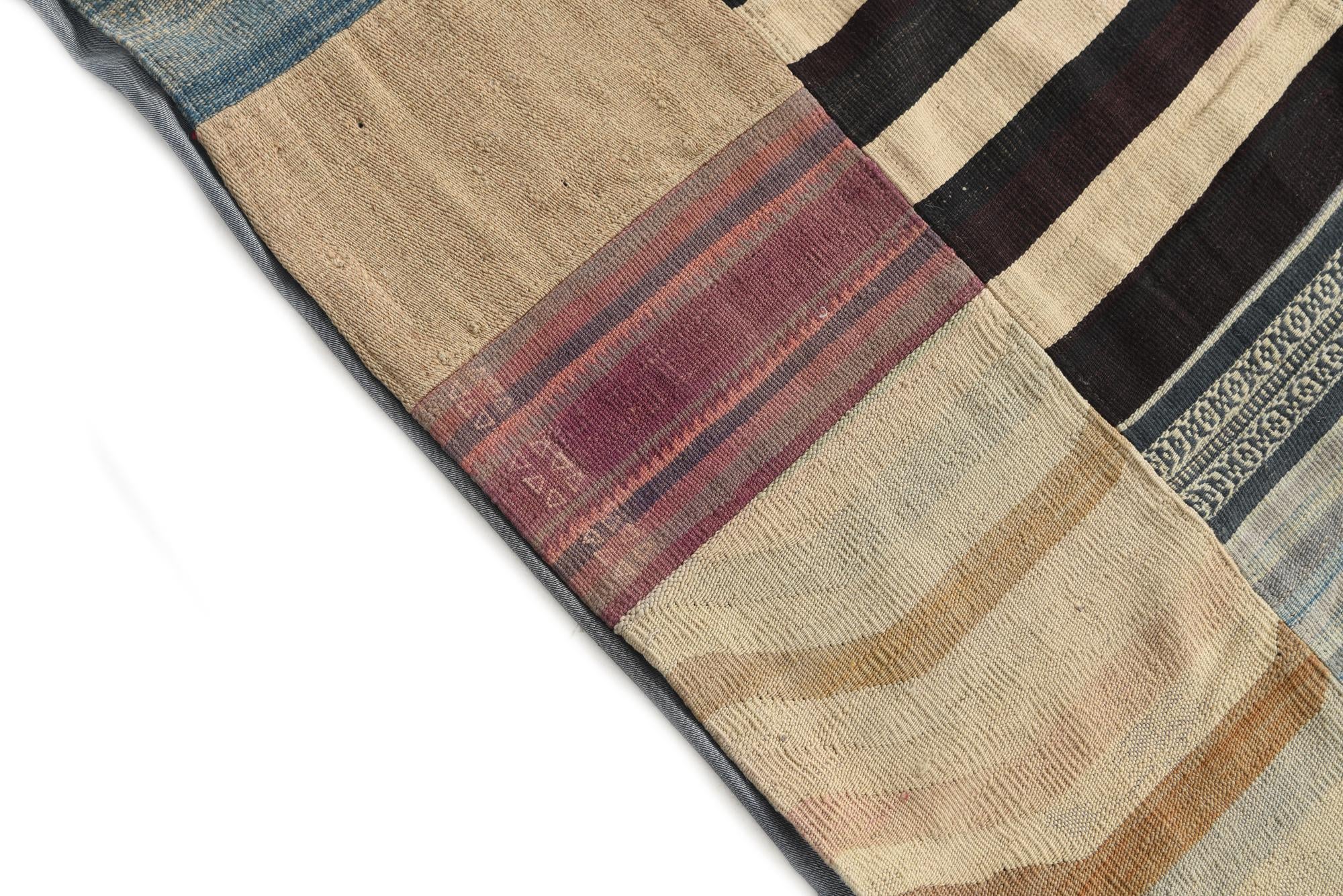 6' 6 x 9' 10 Hand Woven Kilim Patchwork Wool Rug