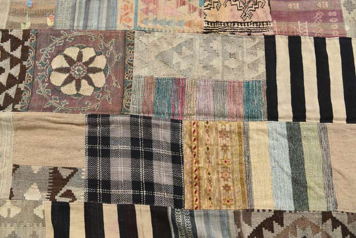 6' 6 x 9' 10 Hand Woven Kilim Patchwork Wool Rug