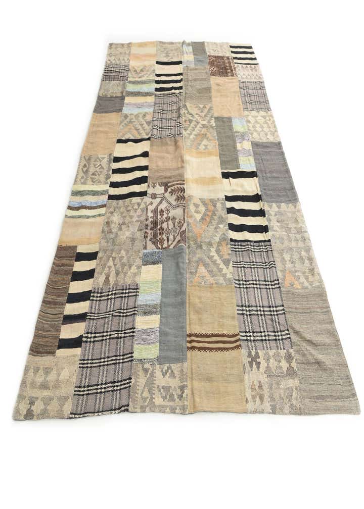 6' 8 x 9' 8 Hand Woven Kilim Patchwork Wool Rug