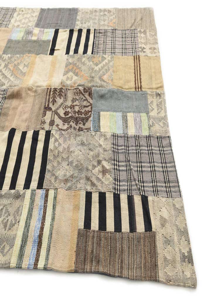 6' 8 x 9' 8 Hand Woven Kilim Patchwork Wool Rug