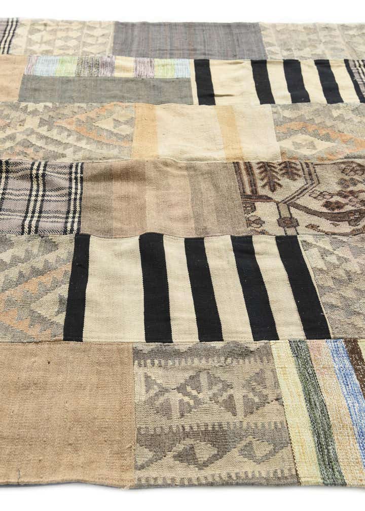 6' 8 x 9' 8 Hand Woven Kilim Patchwork Wool Rug