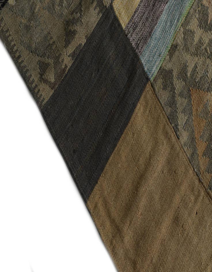 Detail image of 6' 8 x 9' 8 Hand Woven Kilim Patchwork Wool Rug