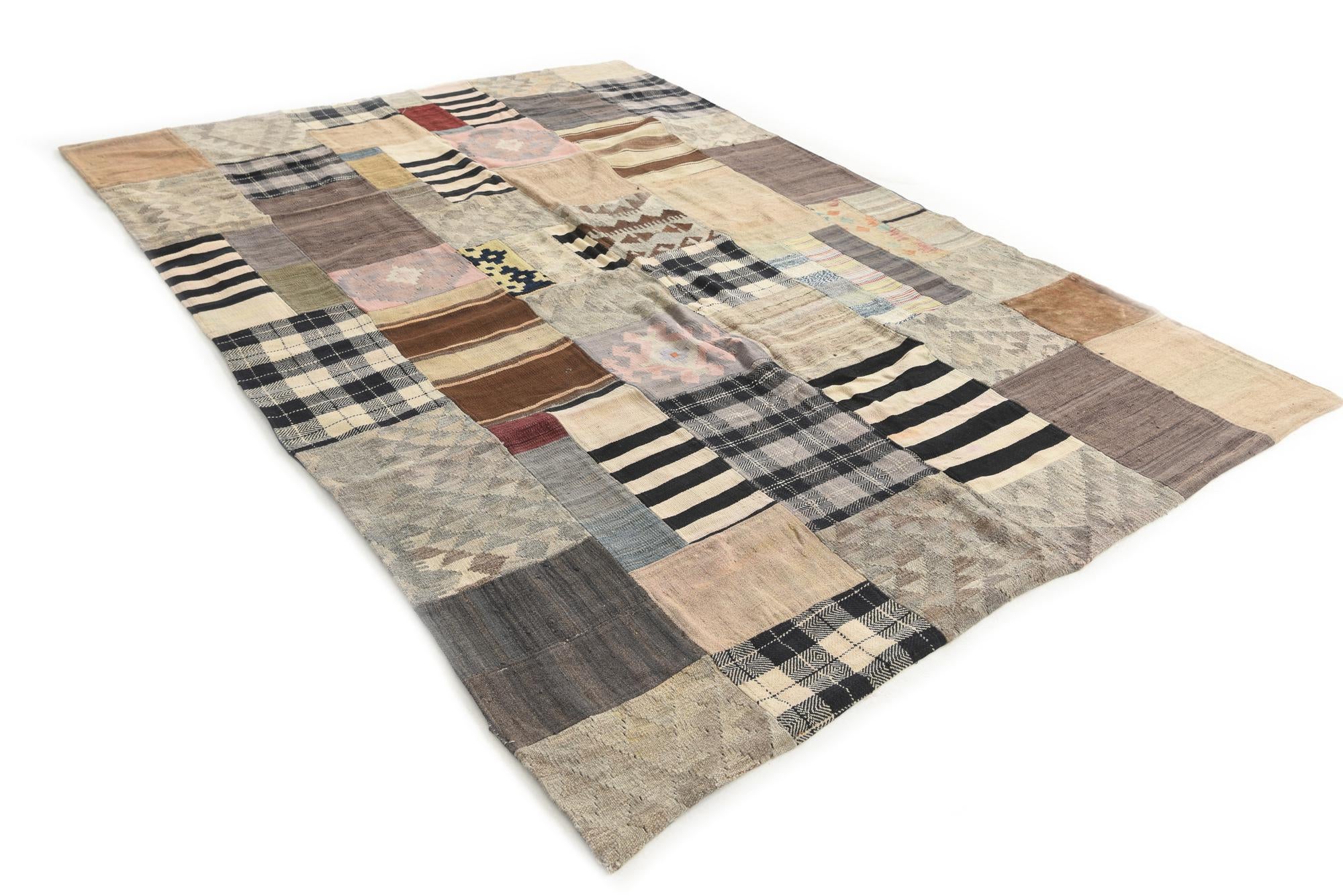 6' 7 x 9' 6 Hand Woven Kilim Patchwork Wool Rug