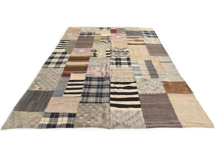 6' 7 x 9' 6 Hand Woven Kilim Patchwork Wool Rug