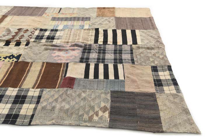 6' 7 x 9' 6 Hand Woven Kilim Patchwork Wool Rug