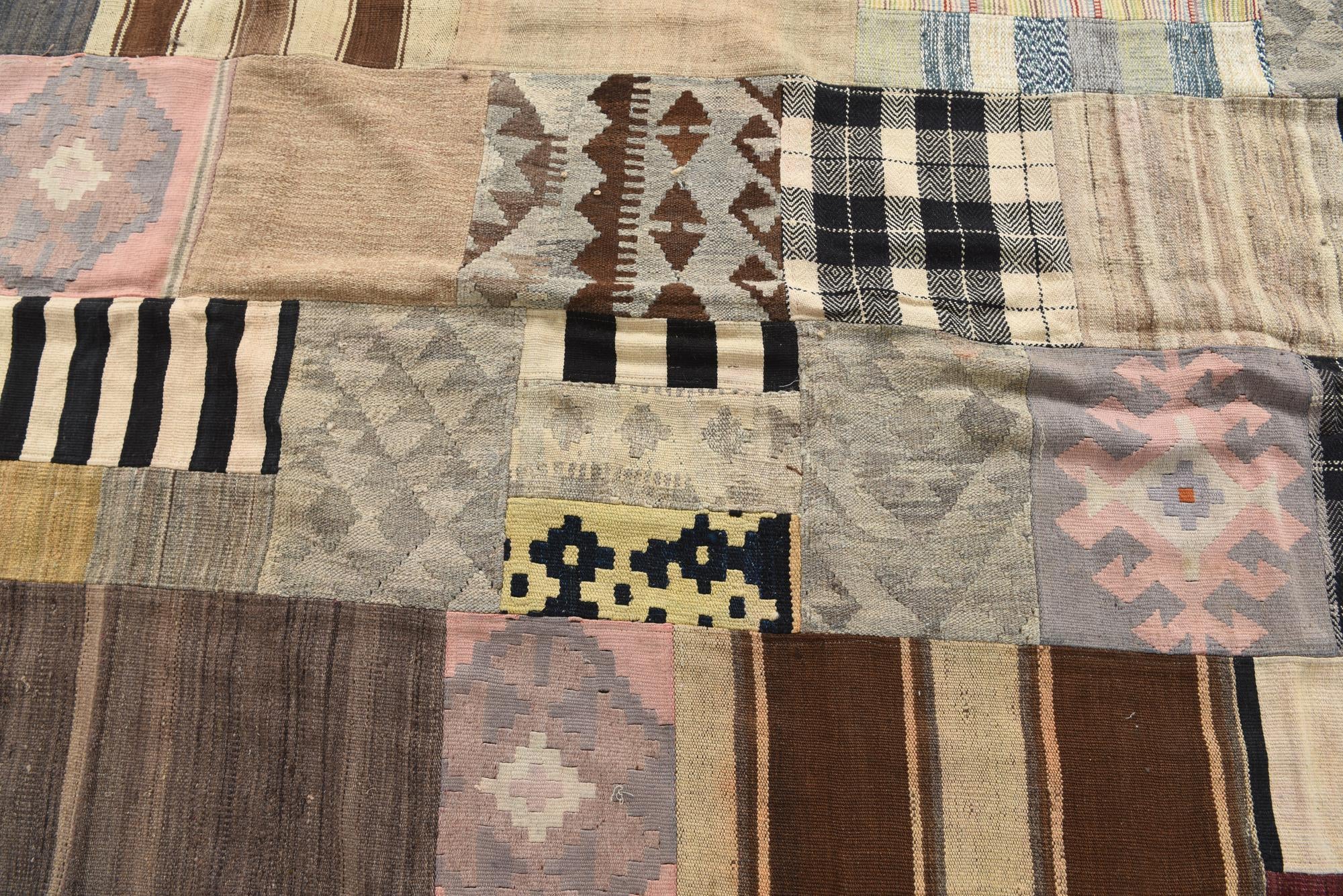 6' 7 x 9' 6 Hand Woven Kilim Patchwork Wool Rug