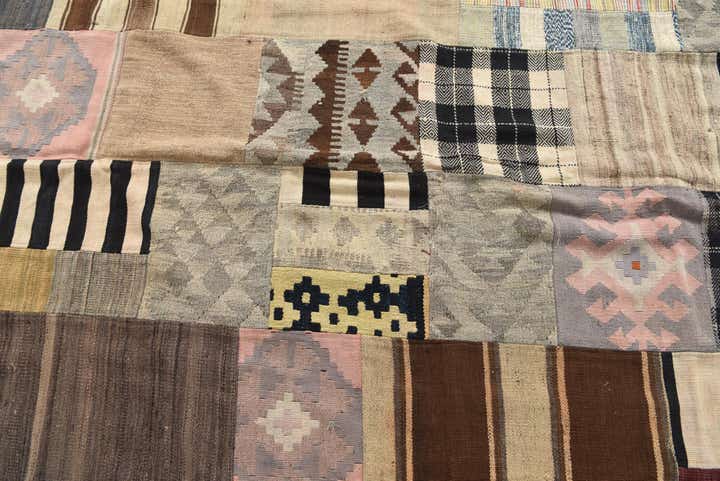 6' 7 x 9' 6 Hand Woven Kilim Patchwork Wool Rug