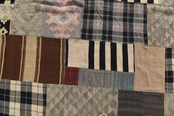6' 7 x 9' 6 Hand Woven Kilim Patchwork Wool Rug